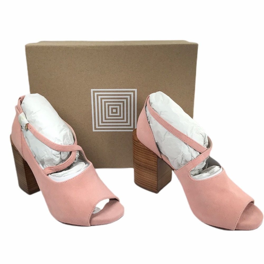 Lularoe Womens Shoes Size 9.5 B Georgia 4" Block Heel Solid Blush Pink Suede